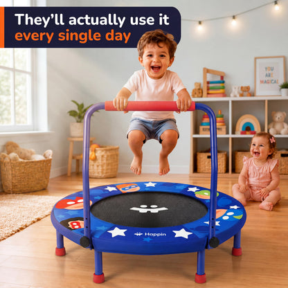 Happin® 36'' Toddler Trampoline Indoor, Foldable Mini Trampoline for Kids Ages 2-6, ASTM Certified