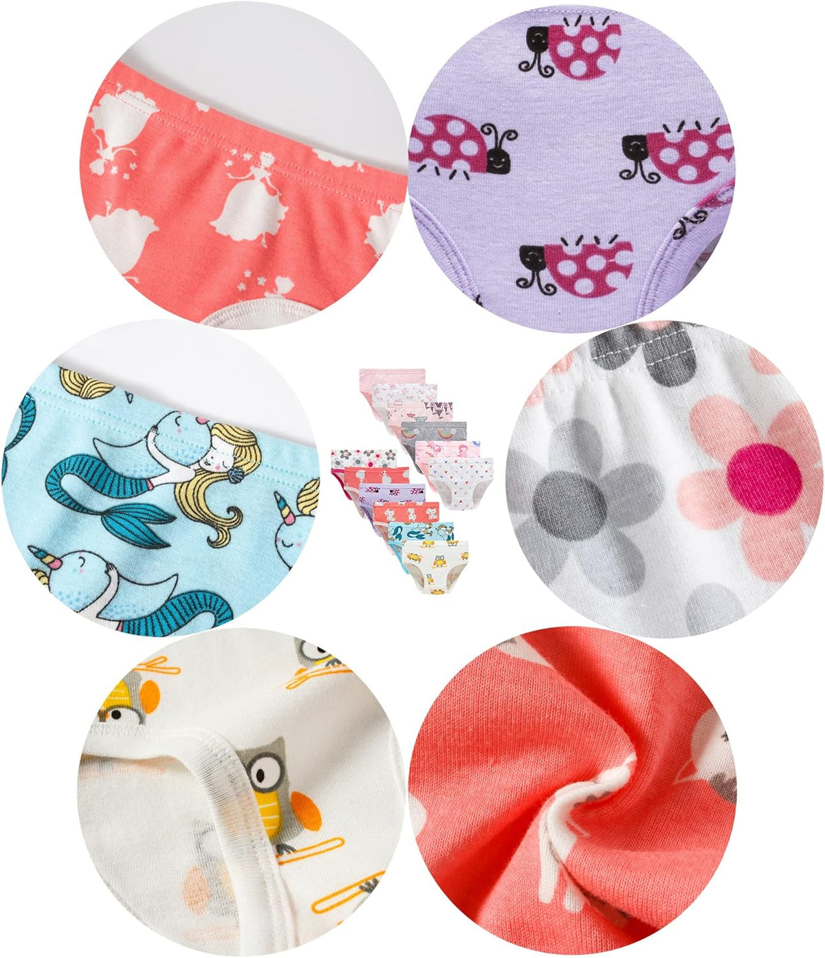 Cadidi Dinos Little Girls' Soft Cotton Underwear Kids Cool Breathable Comfort Panty Briefs Toddler