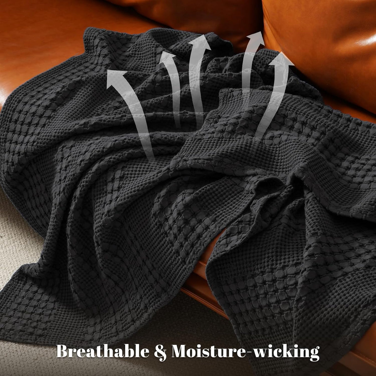 PHF 100% Cotton Waffle Weave Blanket Twin Size, Soft Lightweight Breathable Cozy Summer Blankets