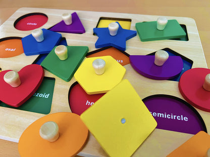 Dailyfunn Montessori Toy Shape Peg Puzzles Baby Puzzle 12-18-24 Months with Knob for
