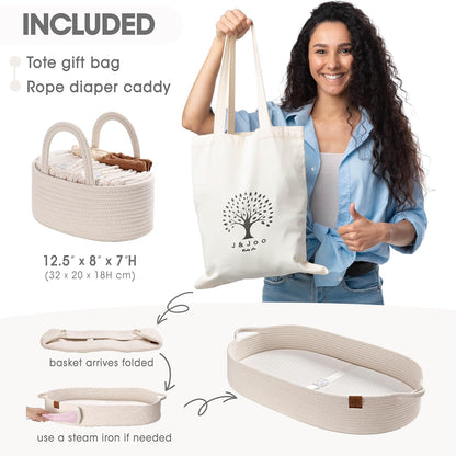 Baby Changing Basket Includes Diaper Caddy - Breathable & Waterproof Dual-Cover, Portable, Changing