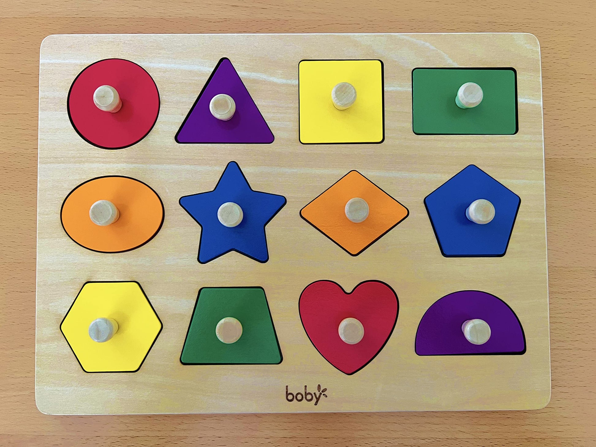 Dailyfunn Montessori Toy Shape Peg Puzzles Baby Puzzle 12-18-24 Months with Knob for