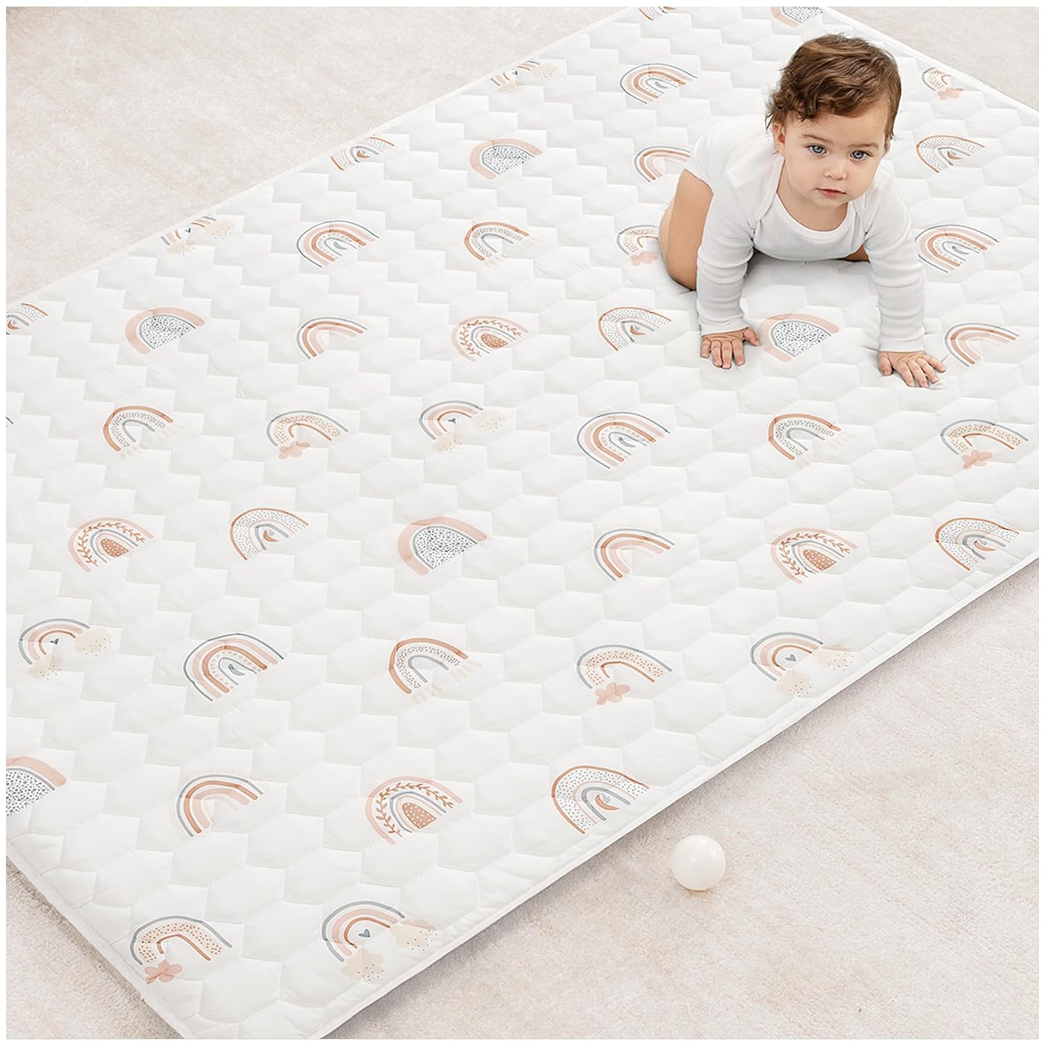 Comfy Cubs Rectangle Kids Play Mat - Medium 48 x 72 inches Soft Quilted Baby Floor Mat with
