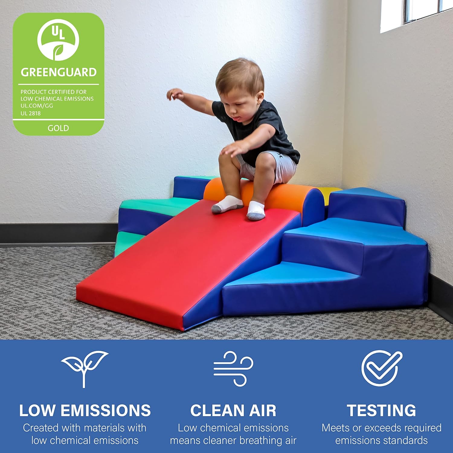 FDP SoftScape Step Up and Slide Corner Climber, Indoor Active Play Structure for Toddlers and