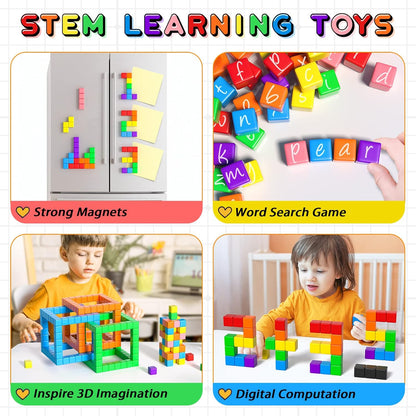 54 PCS Magnetic Blocks, Magnetic Building Blocks for Toddlers 3+, Montessori Toys, Magnet Cubes