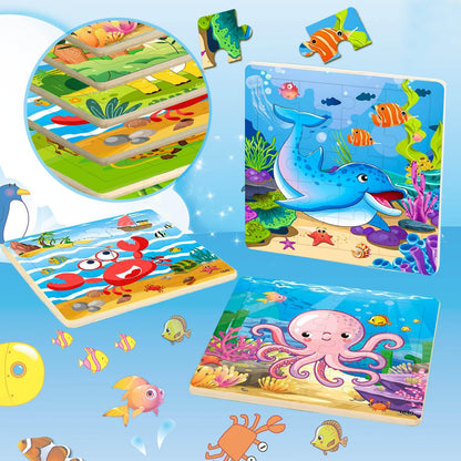 Puzzles for Kids Ages 4-6, 10 Pack of 20 Piece Wooden Jigsaw Puzzles for Toddlers Ages 3-5 Jigsaw