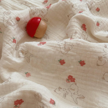 BuLuTu Cute Flower Rabbit Toddler Pillowcase for Girls Boys Soft Breathable Muslin Cotton Kids