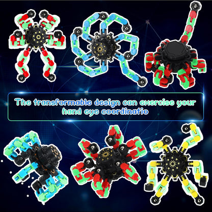 100 Pcs Funny Sensory Fidget Toy Bulk Transformable Chain Robot Finger Toys Fidget Spinners Stress