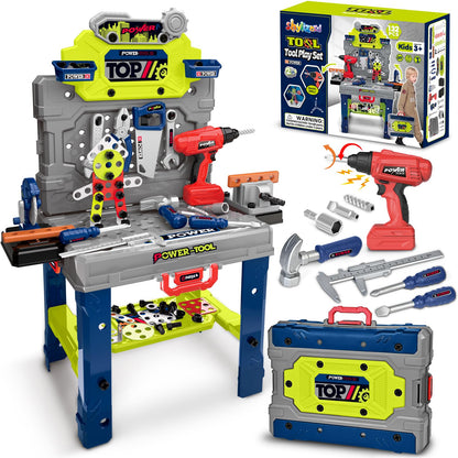 Kids Tool Bench with Electric Drill, Toddler Tool Set for Boys Ages 3-5 6-8