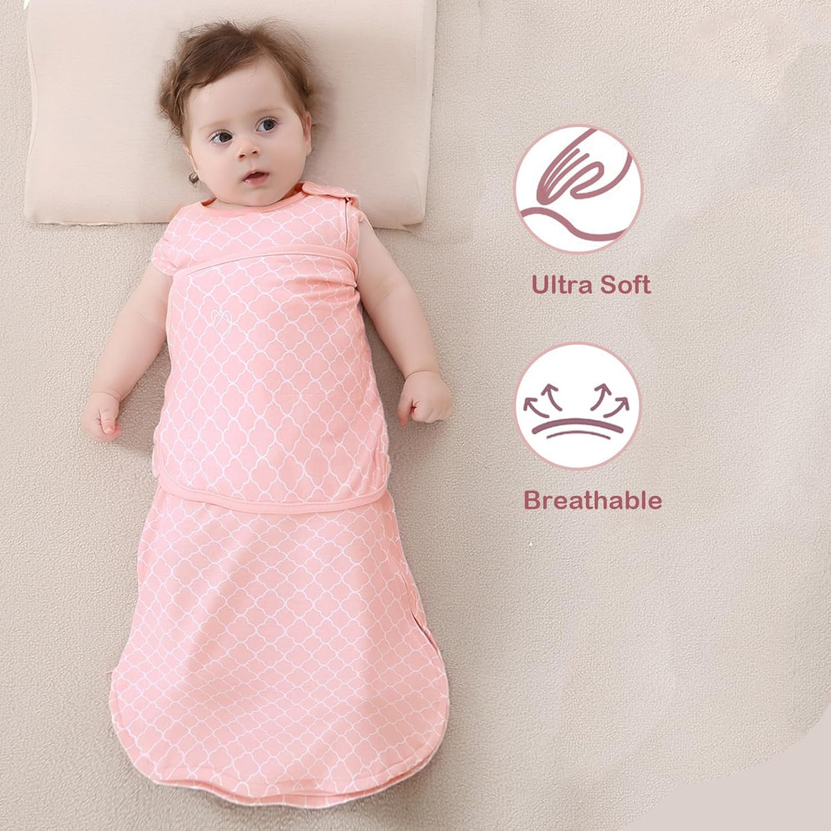 Baby Sleepsack Swaddle 3-Way Adjustable Wearable Blanket Boy and Girl,100% Cotton,6-12 Months