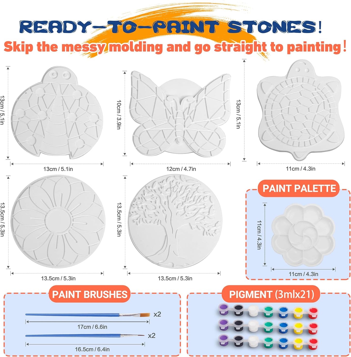 IFLOVE Paint Your Own Stepping Stones for Kids Craft Kits,Arts and Crafts for Kids Ages 4-8,5 Pack