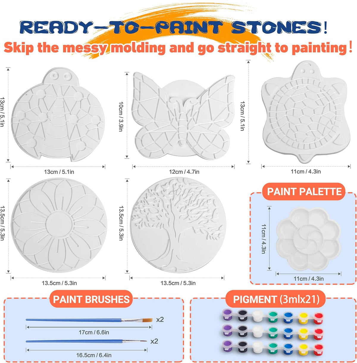 IFLOVE Paint Your Own Stepping Stones for Kids Craft Kits,Arts and Crafts for Kids Ages 4-8,5 Pack