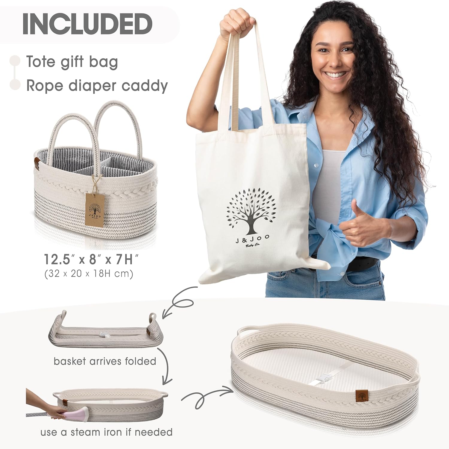 Baby Changing Basket Includes Diaper Caddy - Breathable & Waterproof Dual-Cover, Portable, Changing