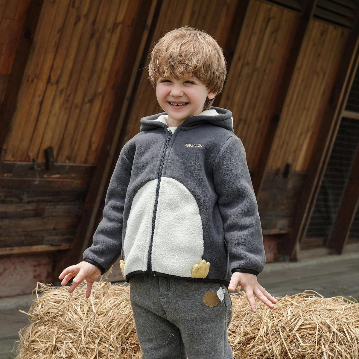 DAVE&BELLA Toddler Fleece Jacket, Baby Boys Girls Animal-shaped Hooded Zipper Long Sleeve Warm