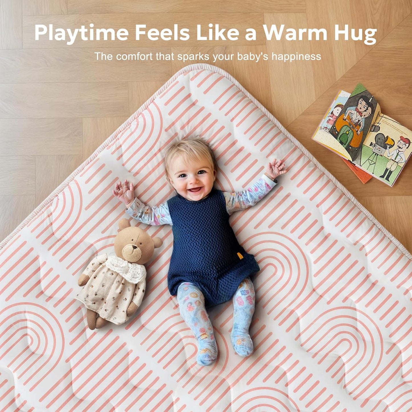 Mallify Baby Play Mat 50"x50", Non-Slip Baby Mat for Floor, Soft Thicker Playpen Mat, Portable