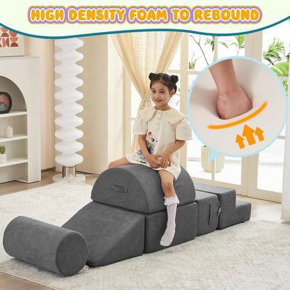 jela Foam Blocks 6Pcs Soft Play Equipment Luxury Miss Fabric, Toddler Climbing Toys Indoor Soft