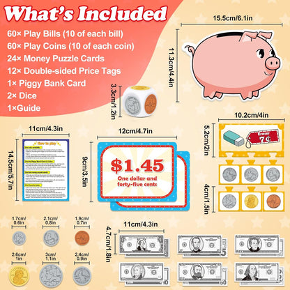Money Activity Set for Kids for Learning, Pretend Play, Math Manipulatives,Teaching,Counting,Learnin