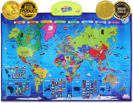 BEST LEARNING i-Poster My World Interactive Map - Educational Talking Toy for Kids of Ages 5 to 12