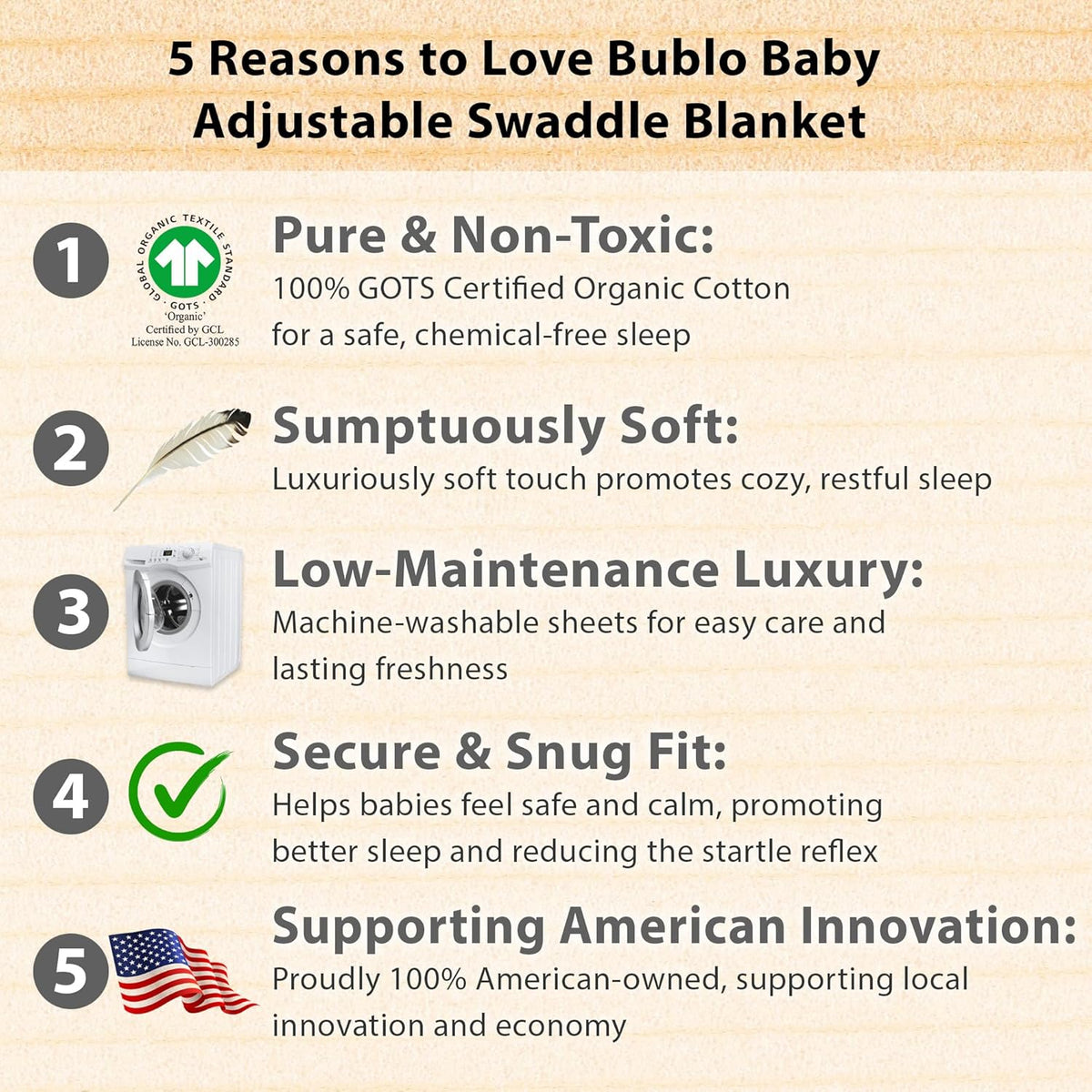 Bublo Baby Swaddles for Newborns – 3-Pack Infant Swaddles 0-3 Months – Adjustable Newborn Swaddle