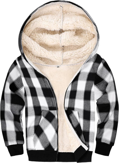 Gihuo Unisex Boy's Girls Winter Warm Sherpa Lined Zip Up Sweatshirt Fleece Jacket Kid's Hoodie