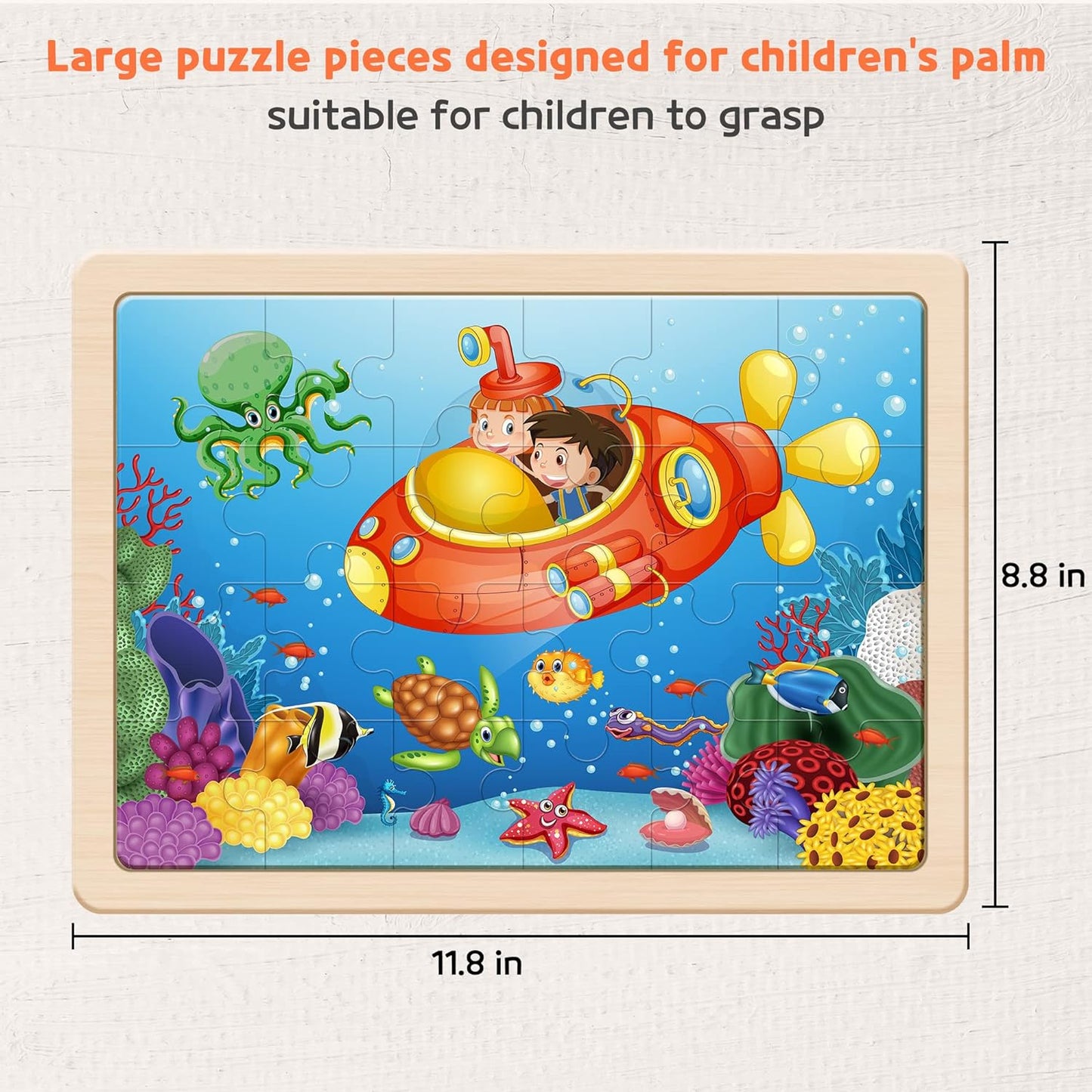 SYNARRY Large Animals Wooden Puzzles for Kids 4 in 1 Gift Box(12.2 * 9.4 in) - FSC Certified