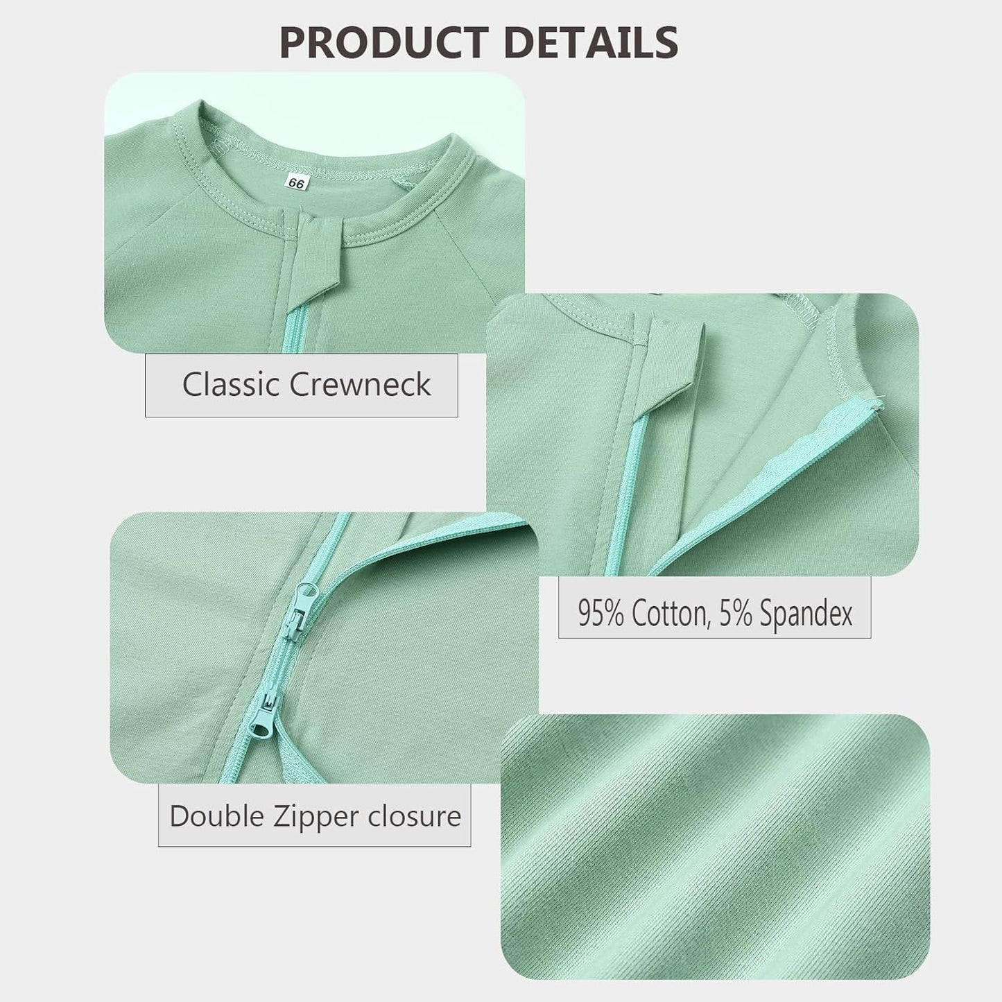 Feidoog Baby Boys 2Pack Rompers Summer Short Sleeve 2 Way Zipper One-Piece Romper Jumpsuit Sleep