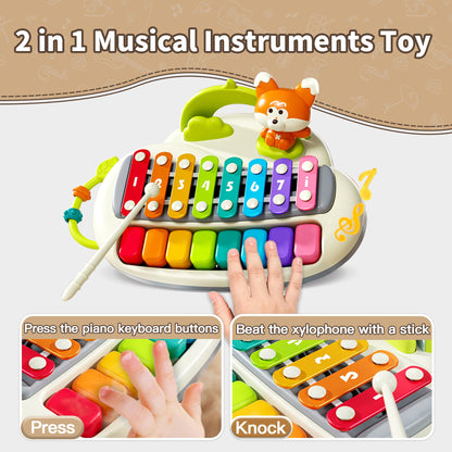 XINSITE 2 in 1 Piano Xylophone,8 Multicolored Key Keyboard Piano.