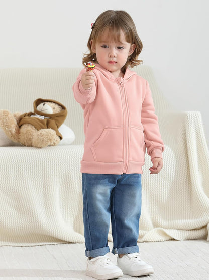 Cooraby 3 Pieces Baby and Toddler Girls Fleece Full-Zip Hoodies Lightweight Jacket with Pockets