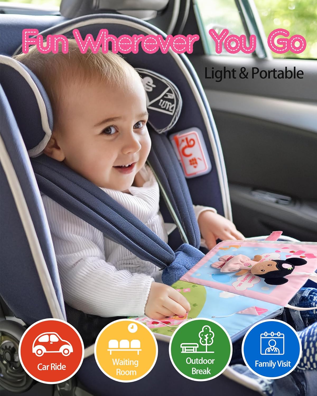 Interactive Sensory Soft Cloth Book, Educational Crinkle Quiet Activity Busy Book for