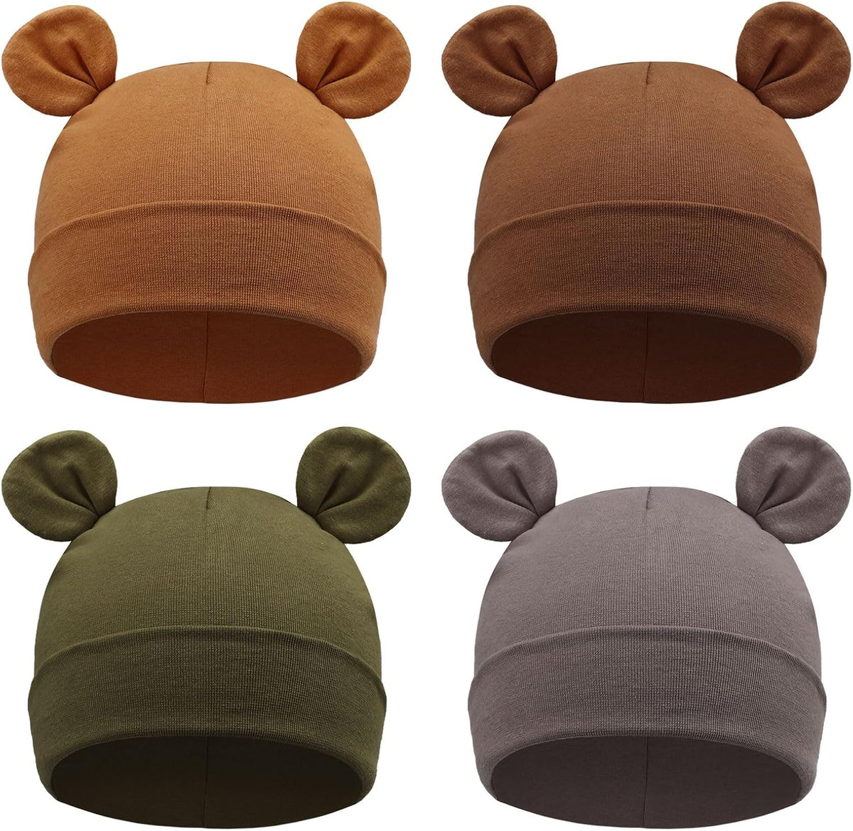 DRESHOW BQUBO 4 Pieces Baby Beanie Newborn Toddler Soft Cute Knit Hat Hospital Hats for Baby Boys