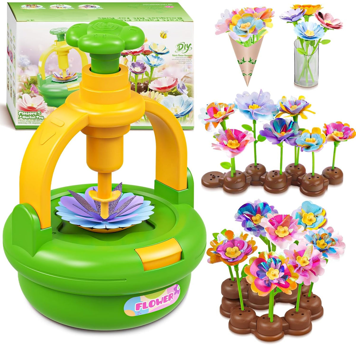 Plunack Flower Bouquets Toys for Kids Age 4-8, Flower Press Kit DIY Flowers Making Craft Kit for 4