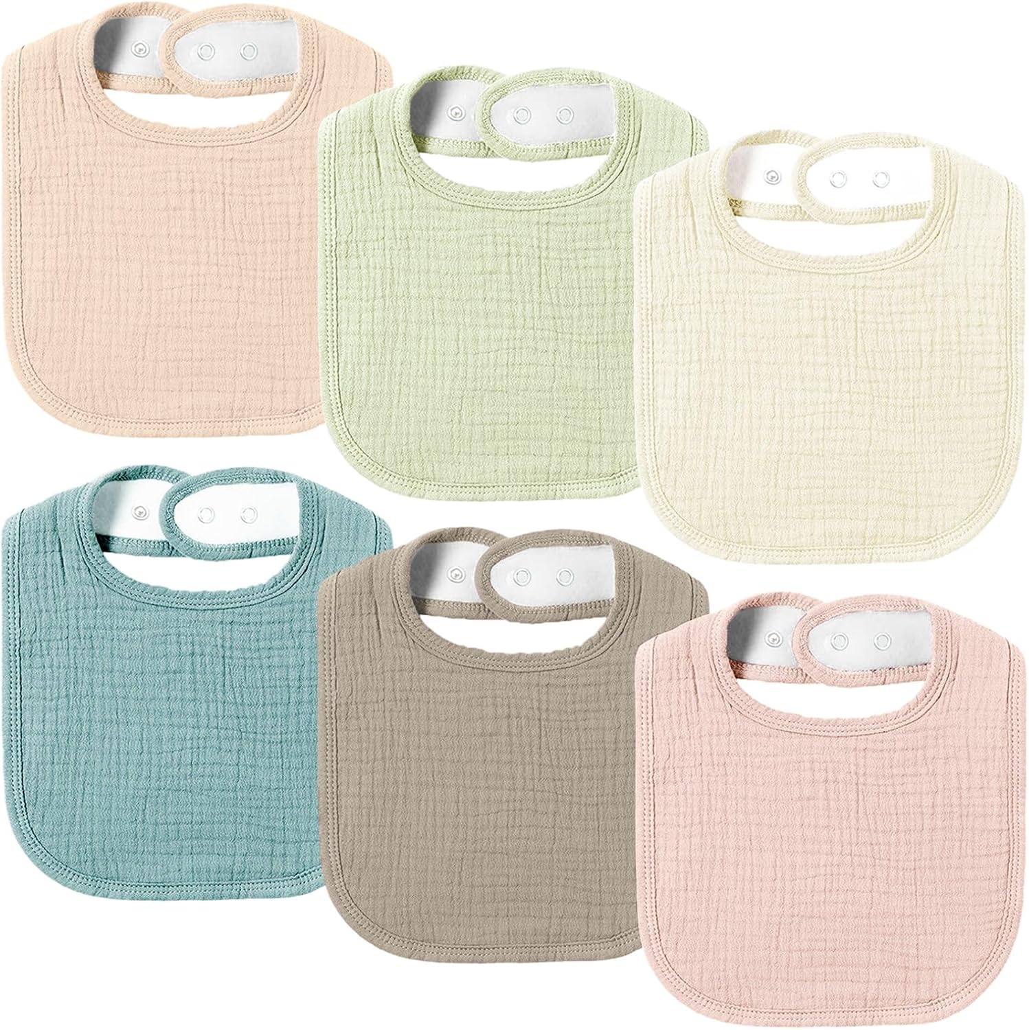 AMAWMW Muslin Baby Bibs for Unisex Boys Girls 6Pack Baby Bandana Drool Bibs Adjustable Newborn Bib