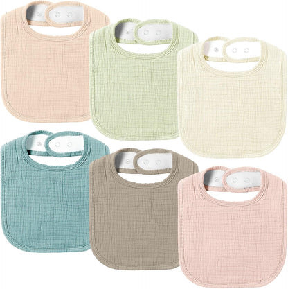 AMAWMW Muslin Baby Bibs for Unisex Boys Girls 6Pack Baby Bandana Drool Bibs Adjustable Newborn Bib
