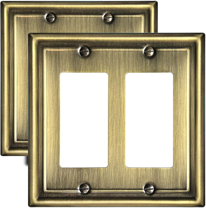 Double Decorator Wall Plates,Metal Electrical Outlet Covers for Receptacles, Dimmer Switches, GFCI