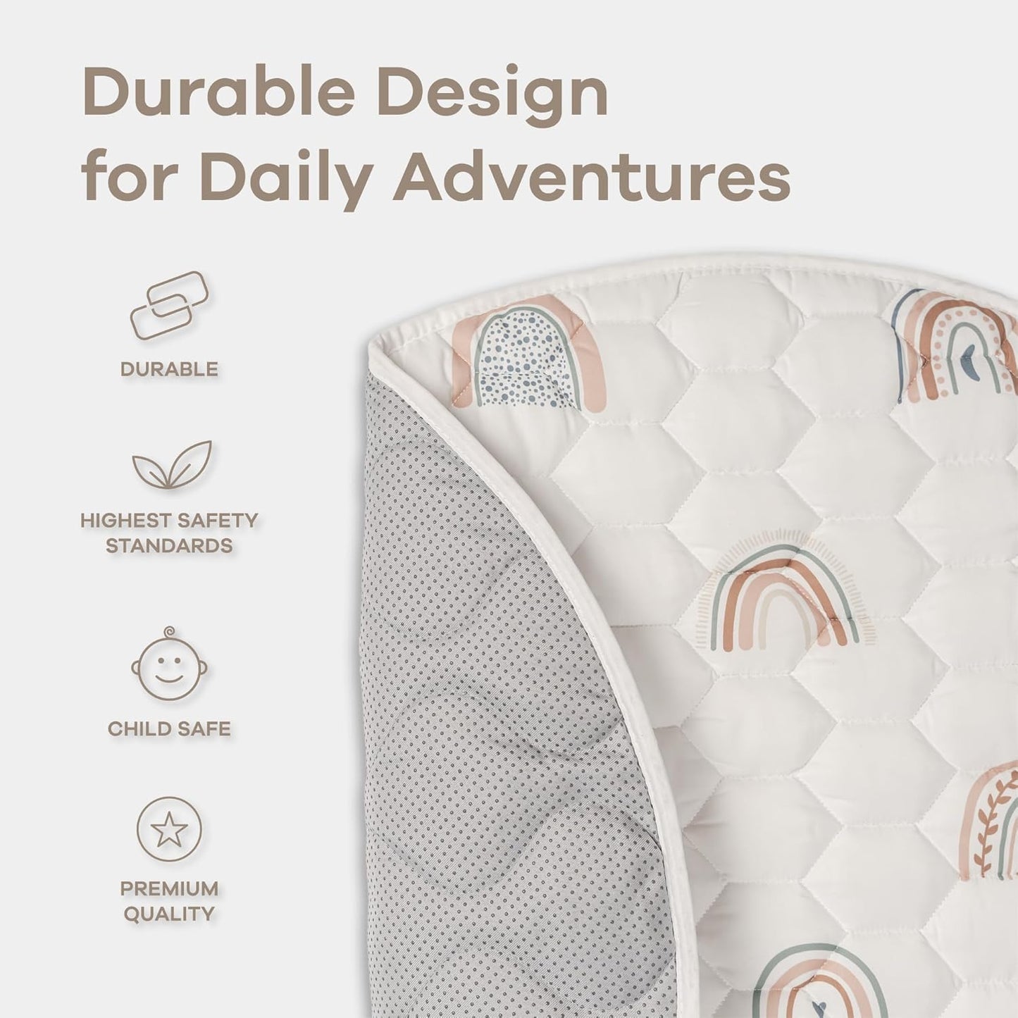 Comfy Cubs Round Kids Play Mat - Medium 48 inches Soft Quilted Baby Floor Mat with Non-Slip Bottom