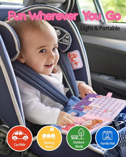 Interactive Sensory Soft Cloth Book, Educational Crinkle Quiet Activity Busy Book for