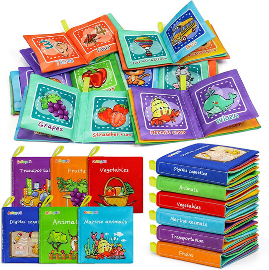 Dr.Rapeti Soft Cloth Books Baby Books Bath Books 6-Pack for Baby Infant Toddler Kids Crinkle