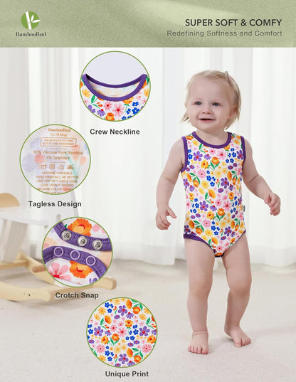 Baby Boy Girl Pajamas Toddler Infant Unisex Sleeveless Sleep Bodysuit Sleepwear Newborn Snap Snug
