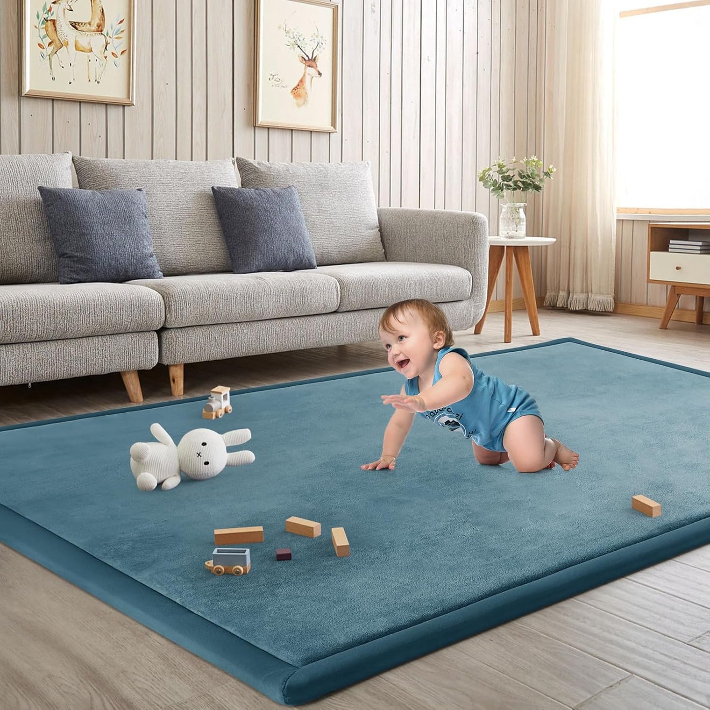 Baby Play Mat 1.2" Thick Memory Foam Nursery Rug Area Rug, 6’7” X 6’7” Yoga Mat Playmat Crawling
