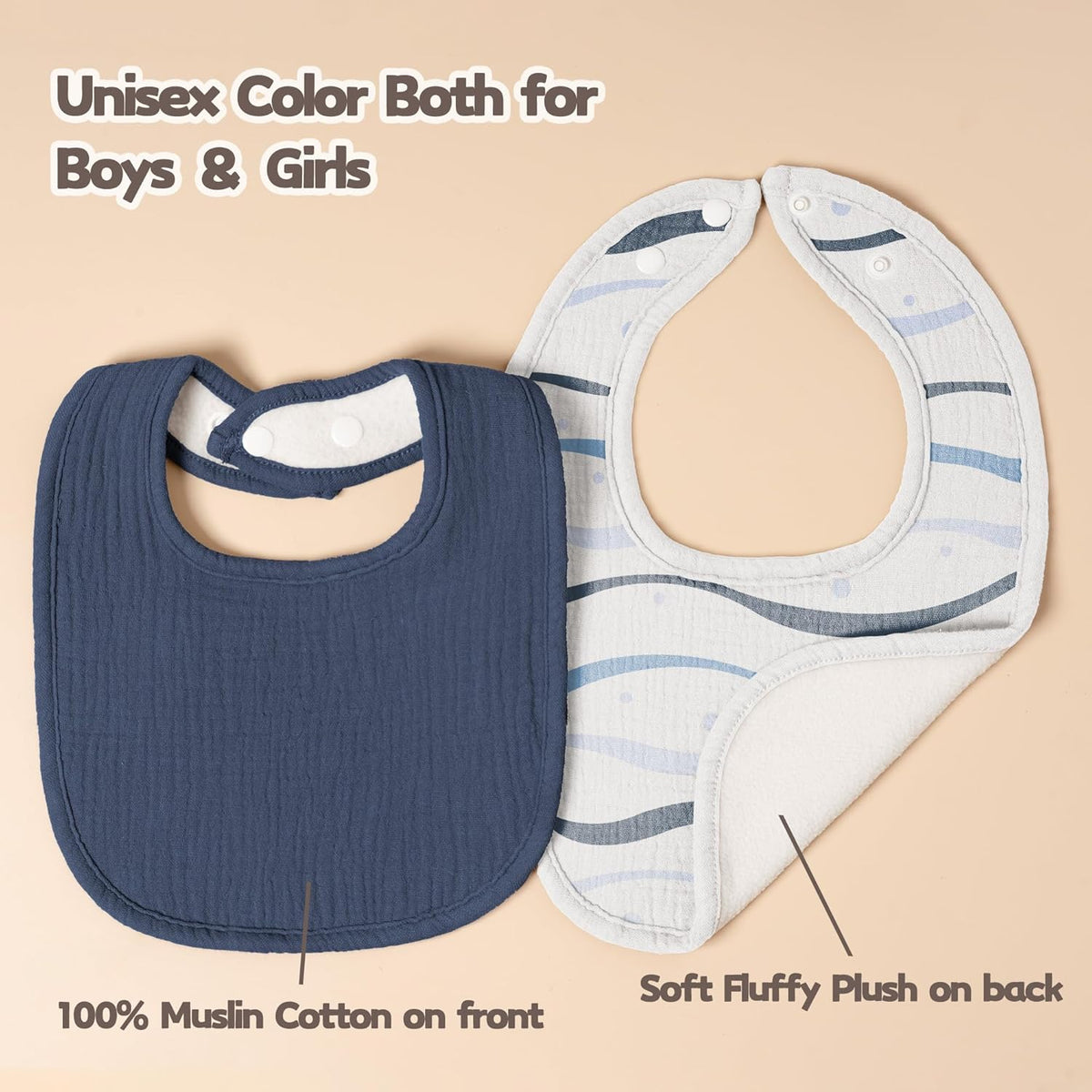 Susurration Muslin Baby Drool Bibs 10Pack Soft Square Adjustable Bandana Bibs for Unisex Baby Girls