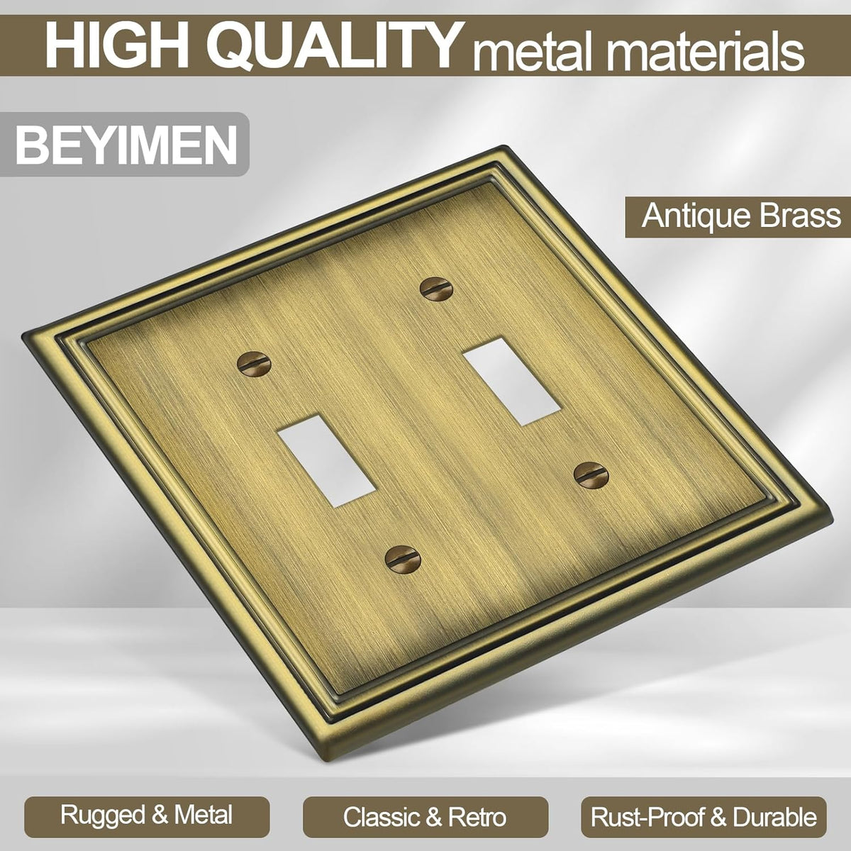 Double Toggle Light Switch Covers Plate, Metal Material 2 Gang Wall Plates for Double Light Switch