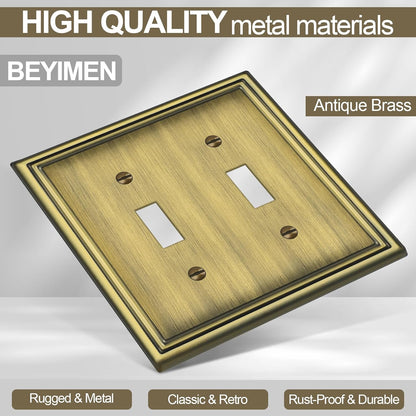 Double Toggle Light Switch Covers Plate, Metal Material 2 Gang Wall Plates for Double Light Switch