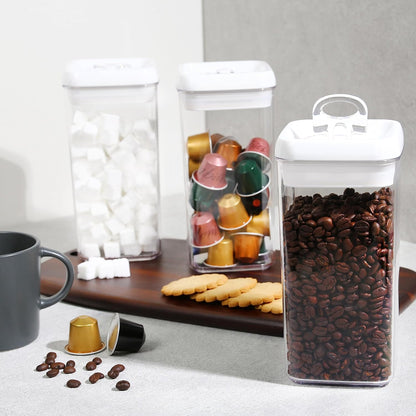 Felli Flip Tite Food Storage Container with Lid Airtight 4" Ring Seal Flip Top, Stackable Acrylic