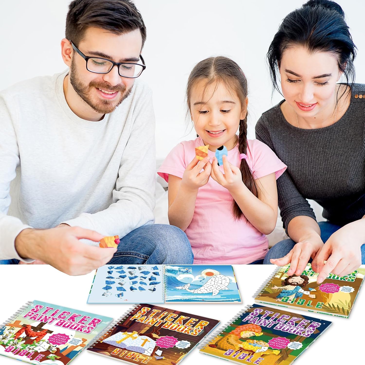 4Pcs Bible Paint by Sticker Books Sticker by Number Books Activity Book Stickers Puzzle Book