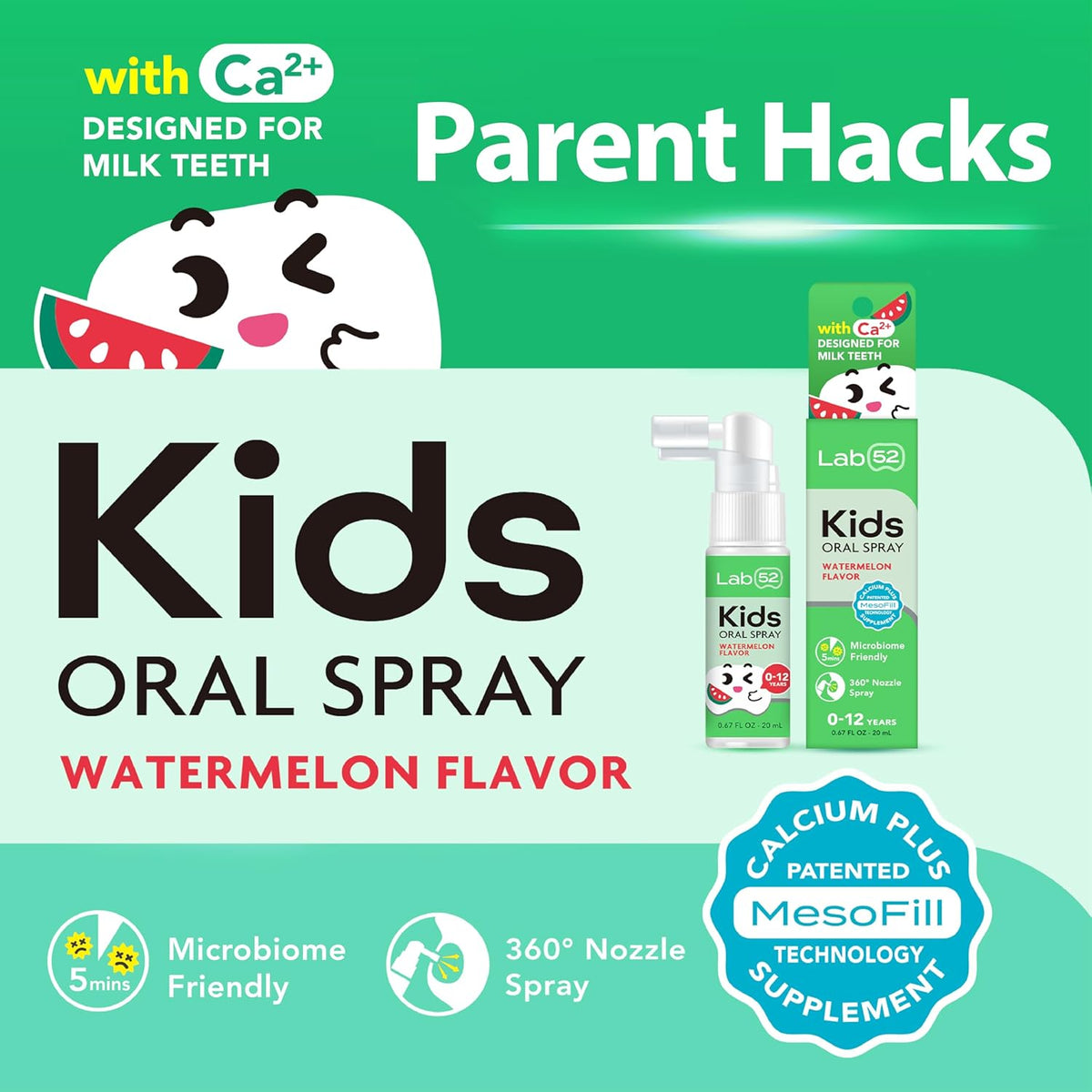 LAB52 Kids Oral Spray, Toddler Toothpaste Helper for Daily Oral Care and Fresh Breath, Children