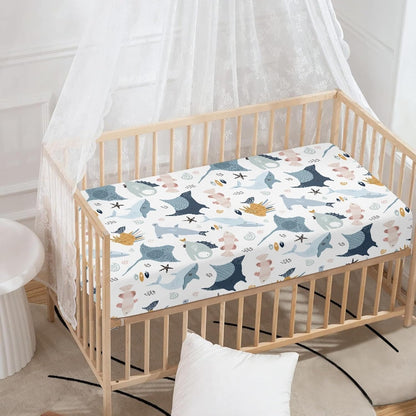 Colorful Fishes Fitted Crib Sheet Ocean Animals Baby Crib Sheet Fit Standard Crib and Toddler