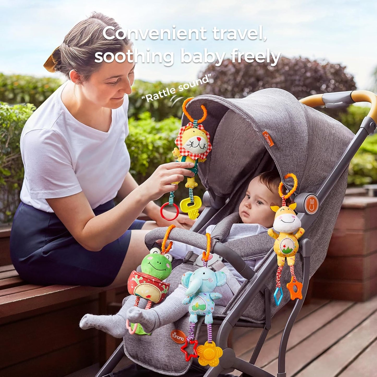TUMAMA Baby Toys for 0, 3, 6, 9, 12 Months, Handbells Baby Rattles, Soft Plush Early Development