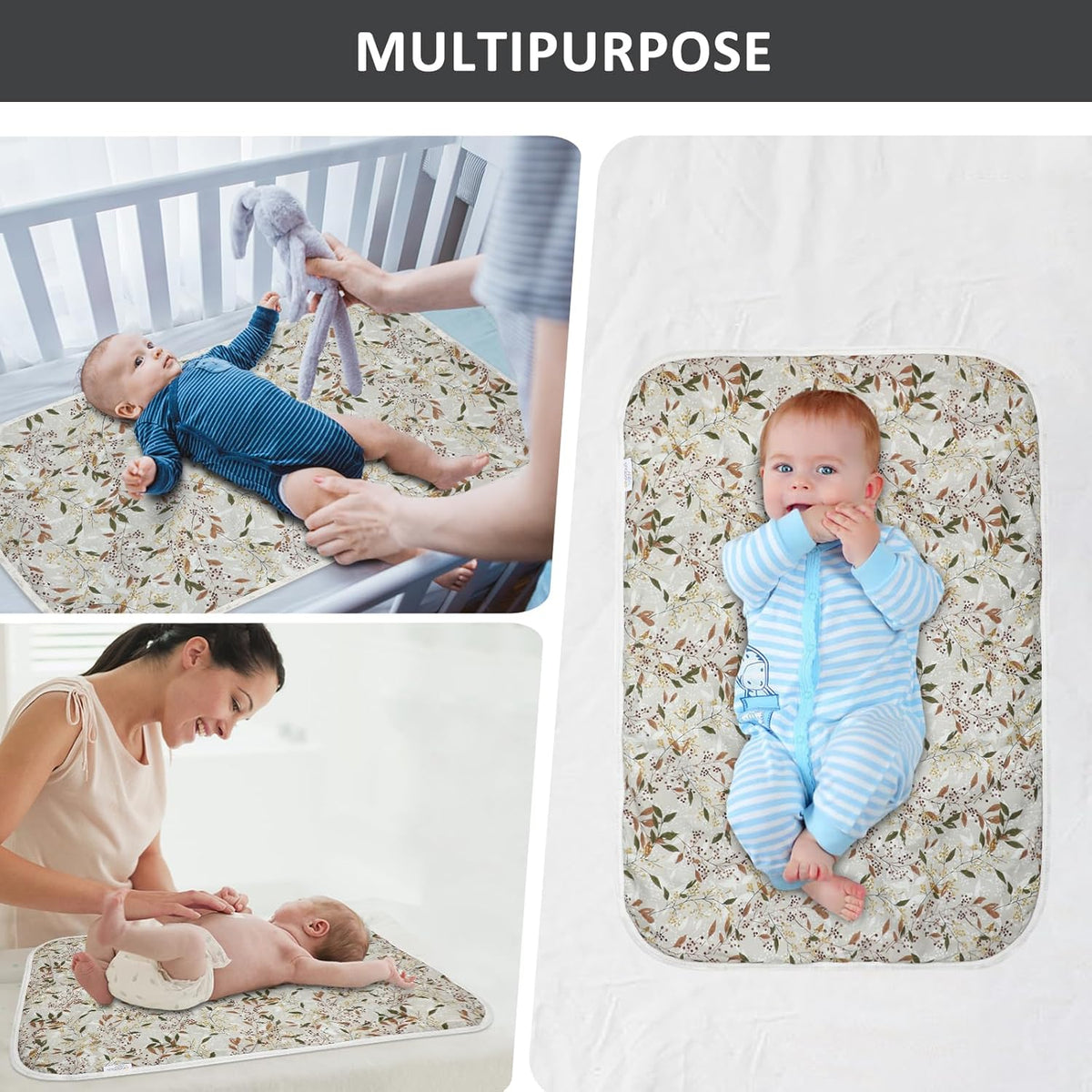 Baby Diaper Changing Pad, 21 5/8" x 31.5" Waterproof Changing Pad Liners - Reusable Soft and