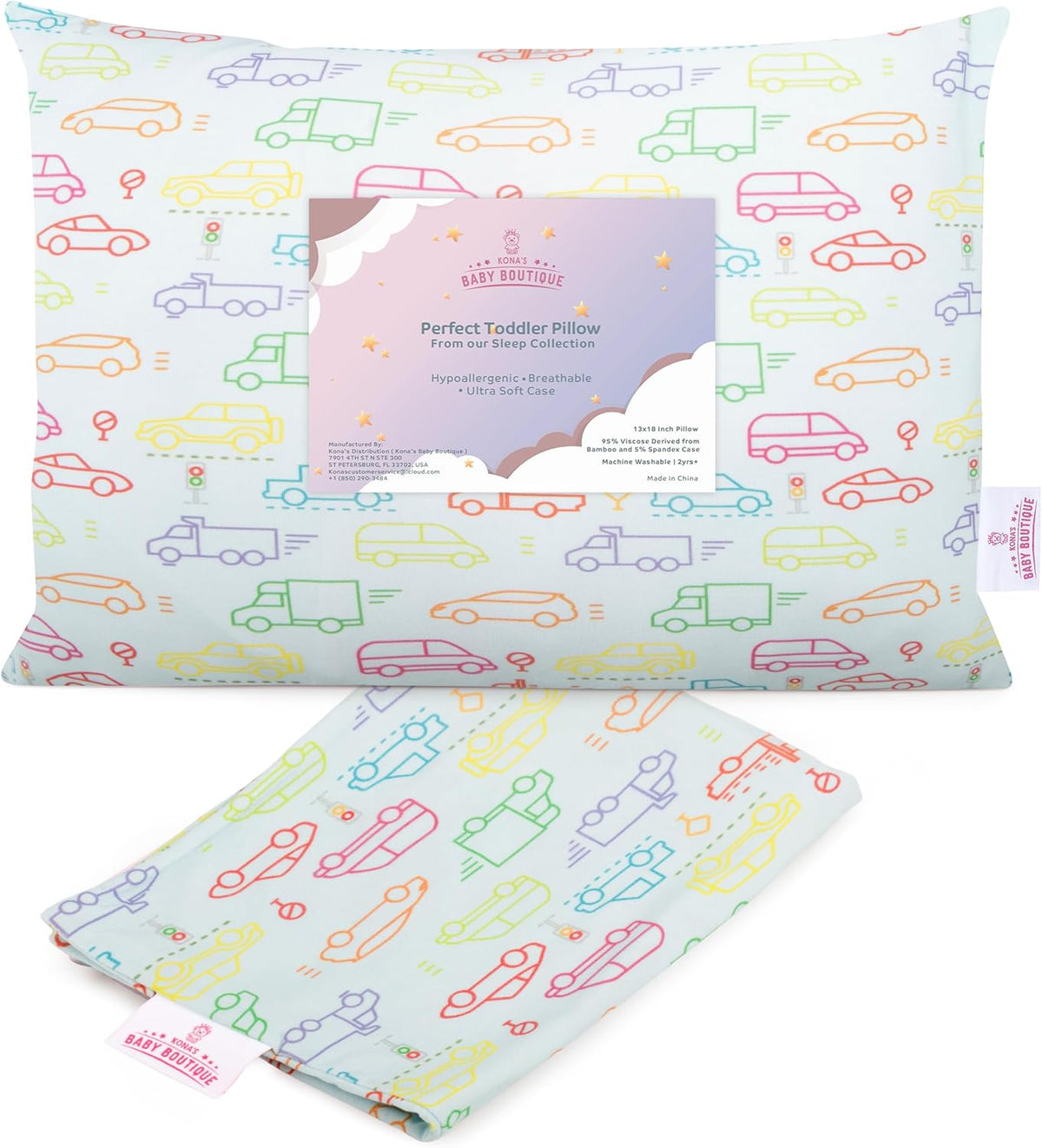 Kona's Perfect Toddler Pillow - Softest Pillowcase, 13 x 18 inch, Ages 2-3