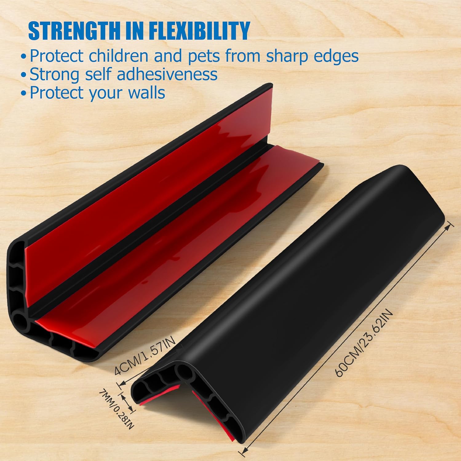 Wall Corner Edge Protector 4 Pack,1.57x1.57x23.62x0.28 inch Soft Baby Proof Corner Guards for Sharp